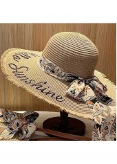 Letter Print Light Camel Straw Hat