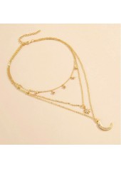 Golden jewelry,Golden Color Moon Alloy Detail Necklace