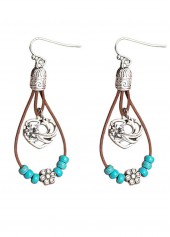 Cyan jewelry,Droplet Design Cyan Hollow Turquoise Earrings