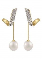 White jewelry,Asymmetrical White Pearl Design Alloy Earrings