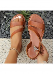 Light Coffee Falt Round Toe Sandals