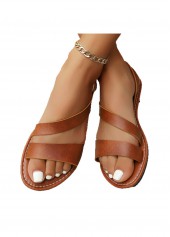Light Coffee shoes,Plain Color shoes,Light Coffee Falt Round Toe Sandals