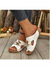 White shoes,Plain Color shoes,White Low Heel Peep Toe Sliders