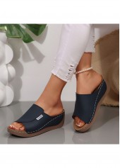 blaue Peeptoe-Sandalen mit niedrigem Absatz