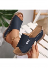 Blue shoes,Plain Color shoes,Blue Low Heel Peep Toe Sliders