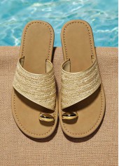Golden Color Toe Post Falt Slippers