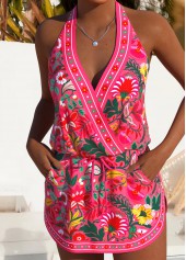 Hot Pink swimwear,Tribal swimwear,ROTITA Hot Pink Fake 2in1 Tribal Print Tankini Set