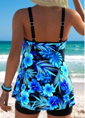 ROTITA Cyan Tummy Coverage Tropical Plants Print Tankini Top-No Bottom