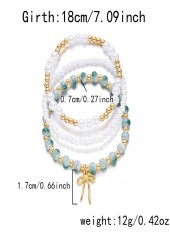 Light Green jewelry,Round Light Green Alloy Detail Bracelets