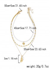 Beige jewelry,Beige Color Shell Alloy Detail Necklace
