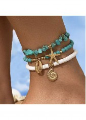 Cyan Marine Life Alloy Detail Anklets