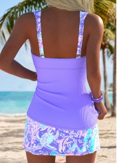 Purple swimwear,Animal Print swimwear,ROTITA Purple Marine Life Print Mid Waisted Tankini Set
