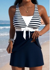 Rotita – Marineblaues gestreiftes Tankini-Set mit mittlerer Taille