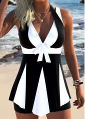 ROTITA Black Tummy Coverage V Neck Tankini Top-No Bottom