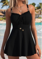 ROTITA Black Bowknot Mid Waisted Tankini Top-No Bottom