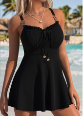 ROTITA Black Bowknot Mid Waisted Tankini Top-No Bottom