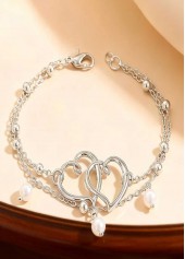 Silvery White jewelry,Heart Silvery White Alloy Detail Anklets
