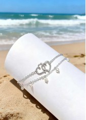 Silvery White jewelry,Heart Silvery White Alloy Detail Anklets