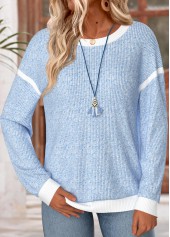 Rotita Patchwork-Sweatshirt mit Rundhalsausschnitt und langen Ärmeln in Blau
