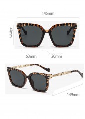 Black accessories,Other accessories,Black Color Leopard Detail Square Sunglasses
