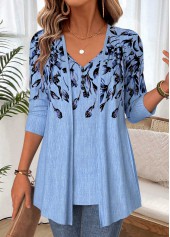 Rotita – Zweiteiliges Twinset mit Blumenmuster in Staubblau