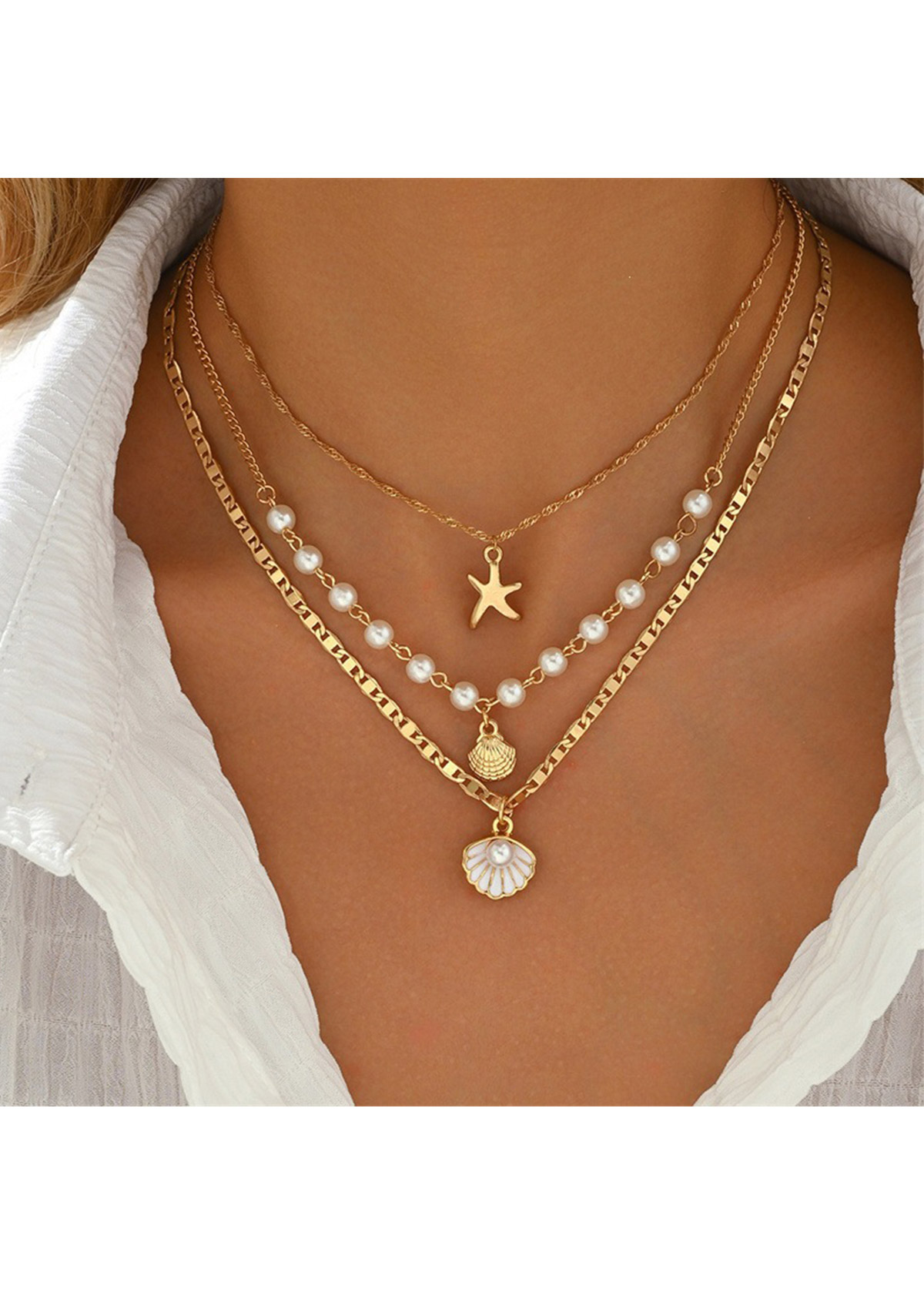 Golden jewelry,Star Design Golden Alloy Necklace Set