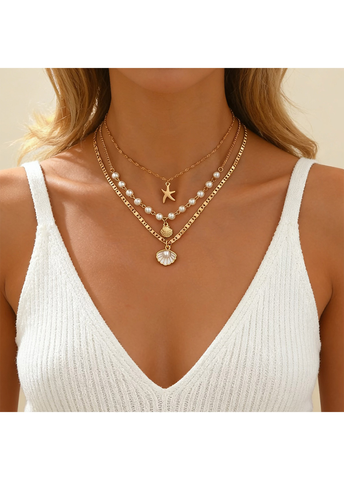 Golden jewelry,Star Design Golden Alloy Necklace Set