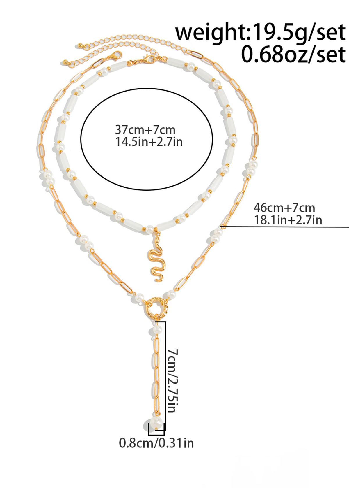 Golden jewelry,Geometric Golden Pearl Alloy Necklace Sets