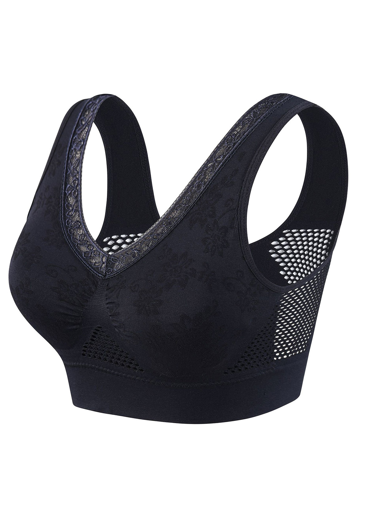 Black intimates,Black Lace Detail V Neck Bra