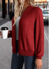 Red plus size,Plain Color plus size,ROTITA Christmas Plus Size Patchwork Red Stand Collar Jacket