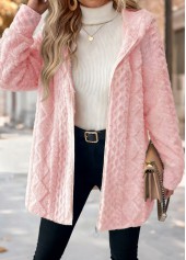 manteau à manches longues à capuche rose clair couvrant le ventre Rotita