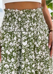 Green bottoms,Ditsy Floral bottoms,Pocket Ditsy Floral Print Green Maxi Elastic Waist Skirt