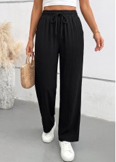 Black bottoms,Plain Color bottoms,Black Elastic Waist High Waisted Pants