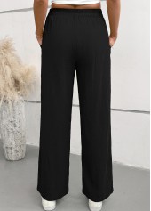 Black bottoms,Plain Color bottoms,Black Elastic Waist High Waisted Pants