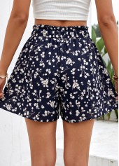 Navy bottoms,Ditsy Floral bottoms,Ditsy Floral Print Navy Wide Leg Elastic Waist Shorts
