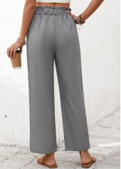 Grey bottoms,Plain Color bottoms,Grey Elastic Waist High Waisted Pants