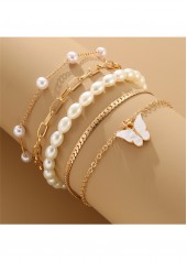 Bracelets en alliage doré avec détails papillon