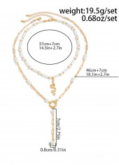 Golden jewelry,Geometric Golden Pearl Alloy Necklace Sets