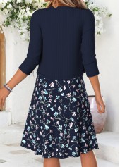 Navy dresses,Floral dresses,Plants dresses,Everyday dresses,Casual dresses,ROTITA Navy Floral Print Tummy Coverage Short Dress and Cardigan