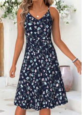 Navy dresses,Floral dresses,Plants dresses,Everyday dresses,Casual dresses,ROTITA Navy Floral Print Tummy Coverage Short Dress and Cardigan