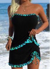 Black swimwear,Leopard swimwear,Animal Print swimwear,ROTITA Black Tummy Coverage Leopard Mid Waisted Tankini Set