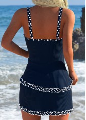 Navy swimwear,Dot swimwear,ROTITA Navy Polka Dot Mid Waisted Tankini Set
