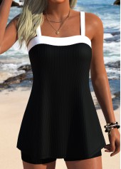 ROTITA Black Three-piece Mid Waisted Tankini Set