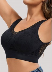 Black intimates,Black Lace Detail V Neck Bra
