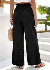 Black bottoms,Plain Color bottoms,Black Wide Leg Elastic Waist High Waisted Pants