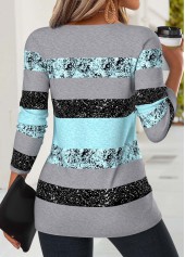Mint Green tops,Striped tops,Geometric tops,ROTITA Twist Striped Mint Green Round Neck T Shirt