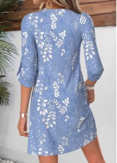 Light Blue dresses,Floral dresses,Plants dresses,Everyday dresses,Casual dresses,ROTITA Light Blue Floral Print Tummy Coverage Short Dress
