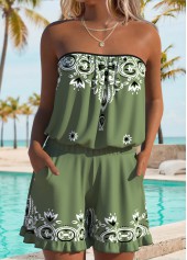 Green swimwear,Tribal swimwear,ROTITA Green Ruched/shirred Tribal Print One Piece Swimwear