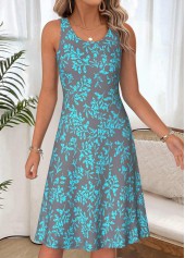 Light Grey dresses,Plants dresses,Everyday dresses,Casual dresses,ROTITA Light Grey Leaf Print Two-piece Dress and Cardigan