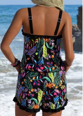 Black swimwear,Ditsy Floral swimwear,ROTITA Black Frill Ditsy Floral Print One Piece Swimwear